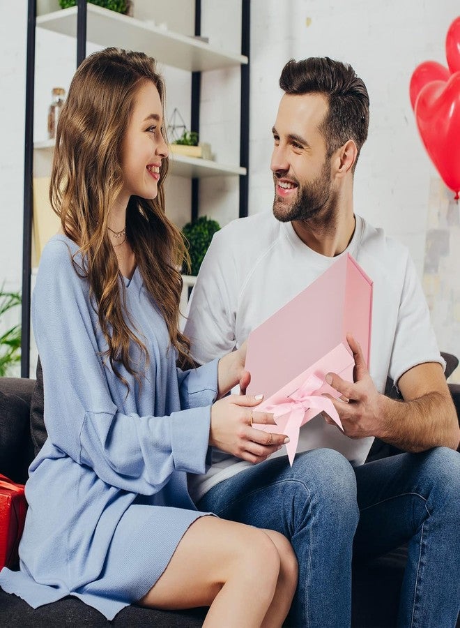 VRB Dec صندوق هدايا متعدد الأغراض من VRB Dec، قطعة واحدة، صندوق هدايا ورقي قابل للطي مزخرف بشريط، صندوق هدايا للتعبئة، صناديق سلال الهدايا، صناديق هدايا للهدايا التذكارية، التخزين، الخطوبة، الزفاف (صندوق وردي صلب قطعة واحدة) - Image 5